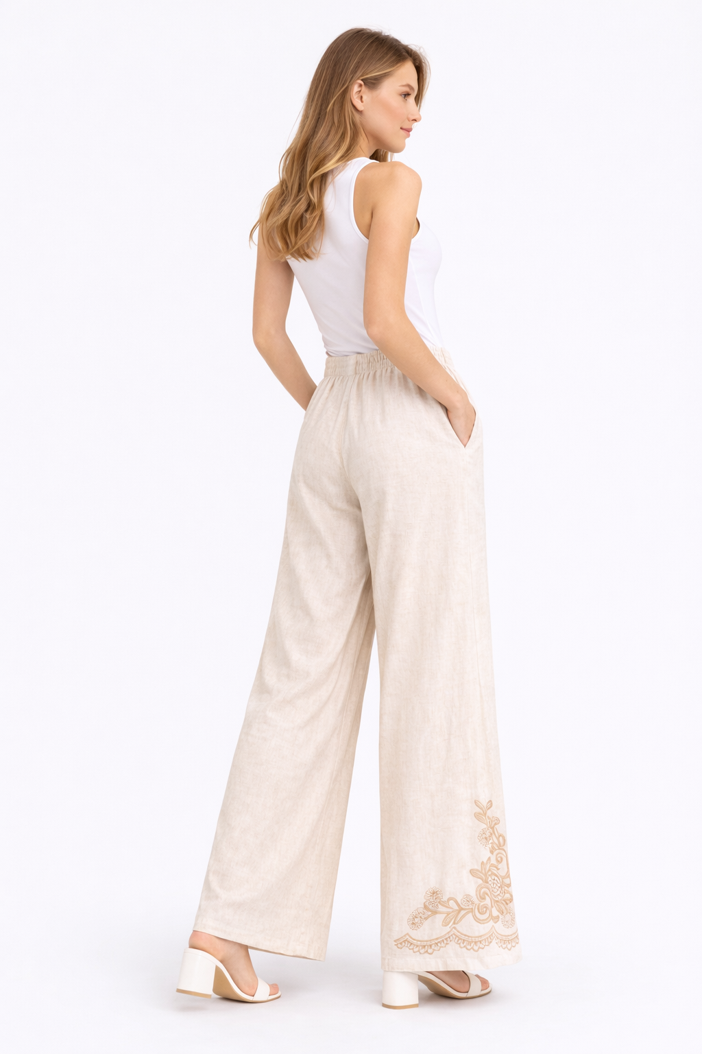 BOHO PATTERN LINEN PANTS