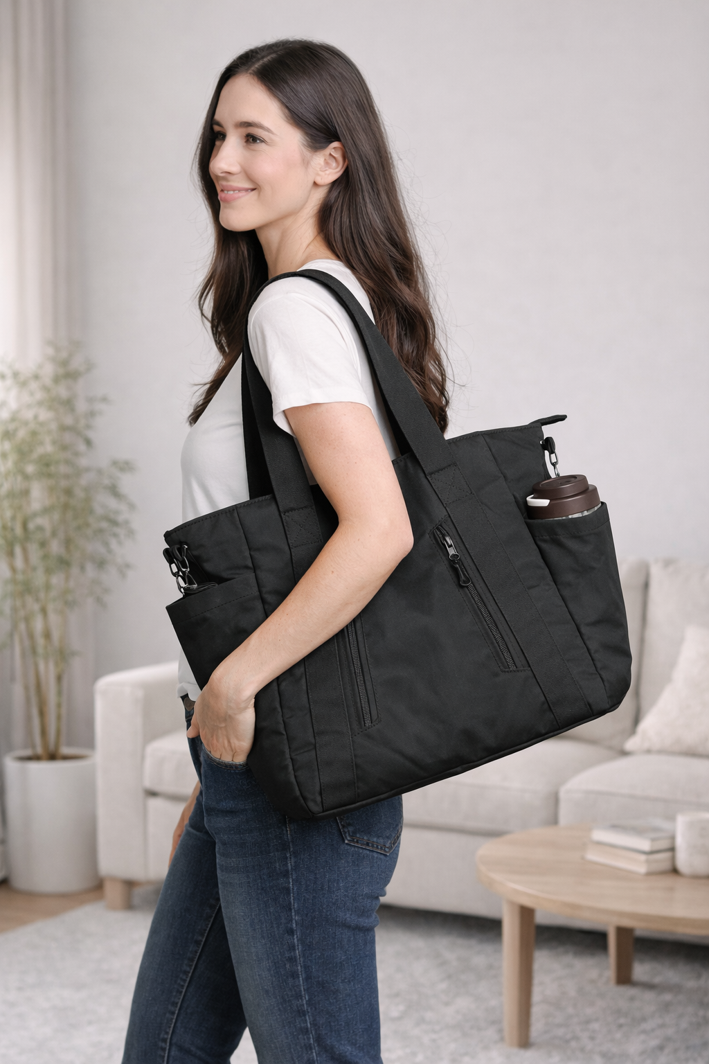 SOLID COLOR CROSSBODY TOTE BAG