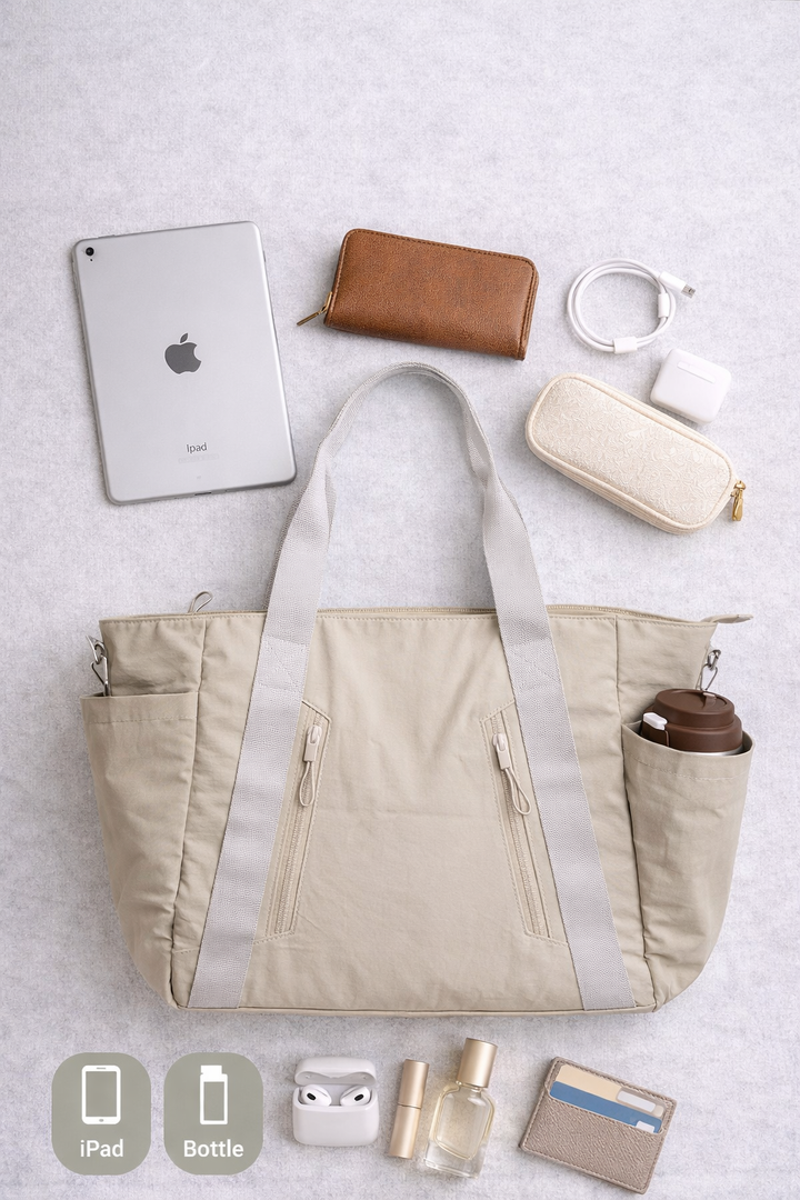 SOLID COLOR CROSSBODY TOTE BAG