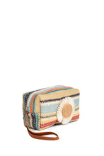 Load image into Gallery viewer, MULTI-COLORED STRIPED &amp; DAISY PATTERN TRAVEL POUCH
