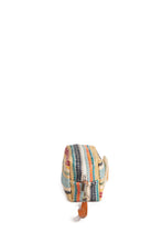 Load image into Gallery viewer, MULTI-COLORED STRIPED &amp; DAISY PATTERN TRAVEL POUCH
