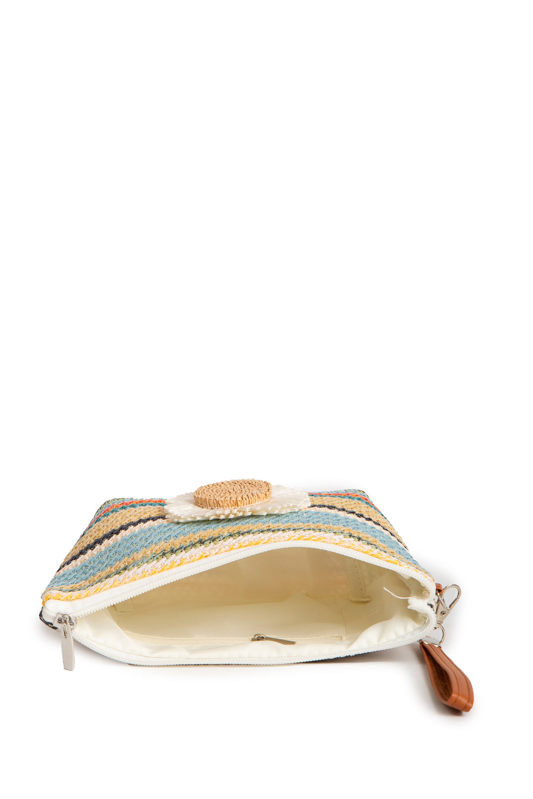 MULTI-COLORED STRIPED &amp; DAISY PATTERN TRAVEL POUCH
