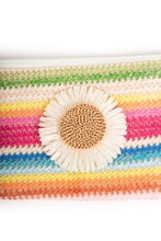 Load image into Gallery viewer, MULTI-COLORED STRIPED &amp; DAISY PATTERN TRAVEL POUCH
