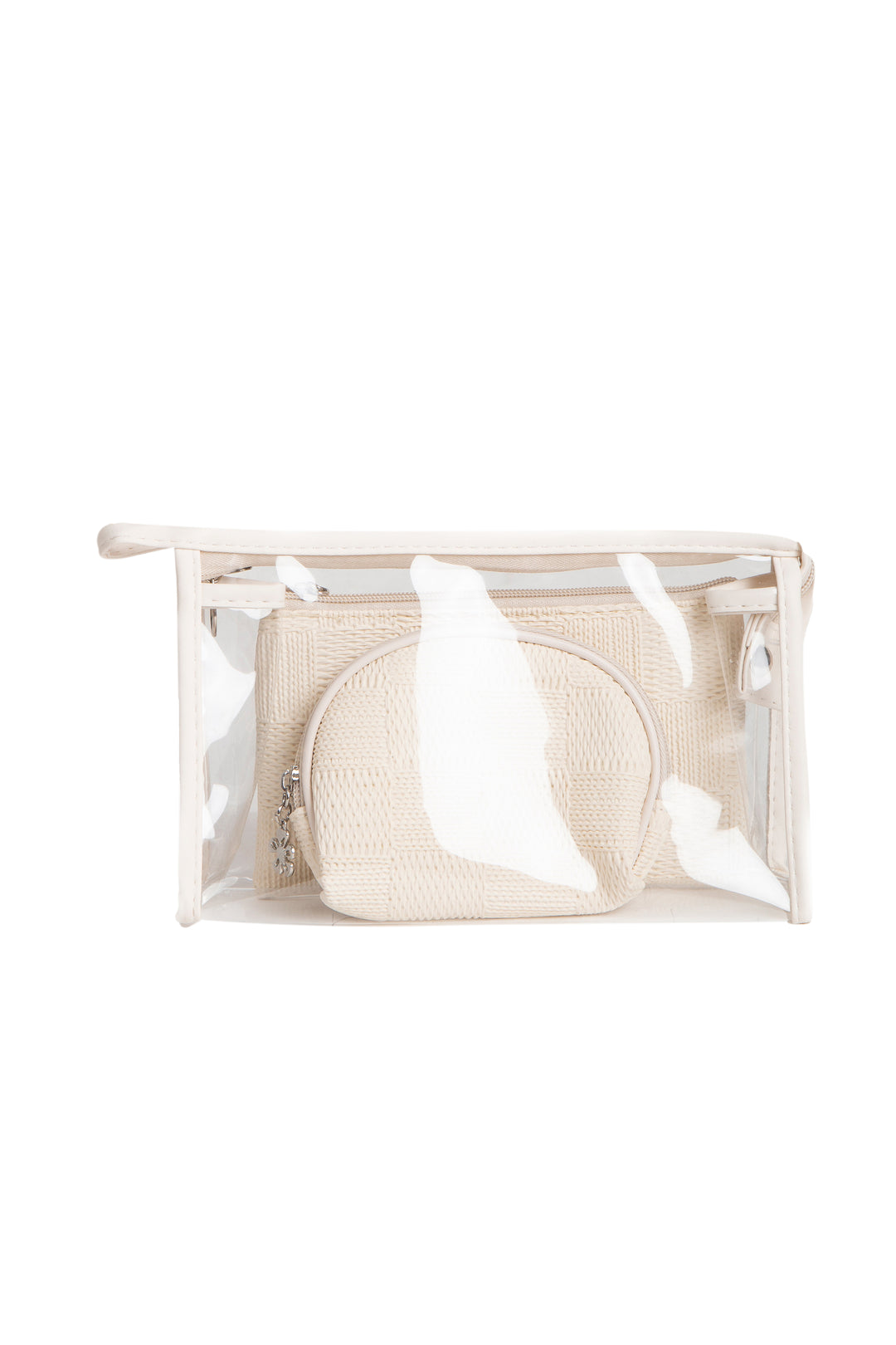 TRANSPARENT &amp; SOLID COLOR COSMETIC TRAVEL POUCH SET