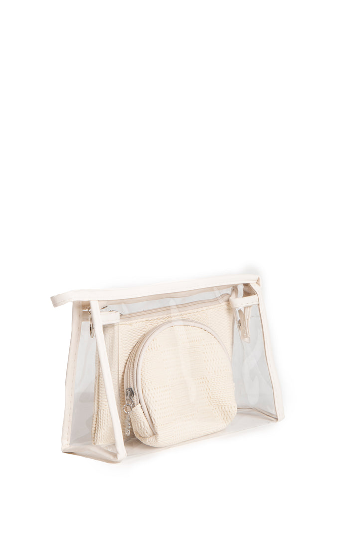TRANSPARENT &amp; SOLID COLOR COSMETIC TRAVEL POUCH SET