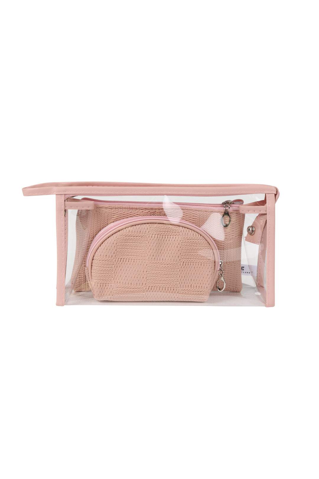TRANSPARENT &amp; SOLID COLOR COSMETIC TRAVEL POUCH SET