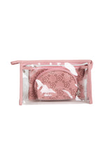 Load image into Gallery viewer, TRANSPARENT &amp; FLORAL PATTERN COSMETIC TRAVEL POUCH SET
