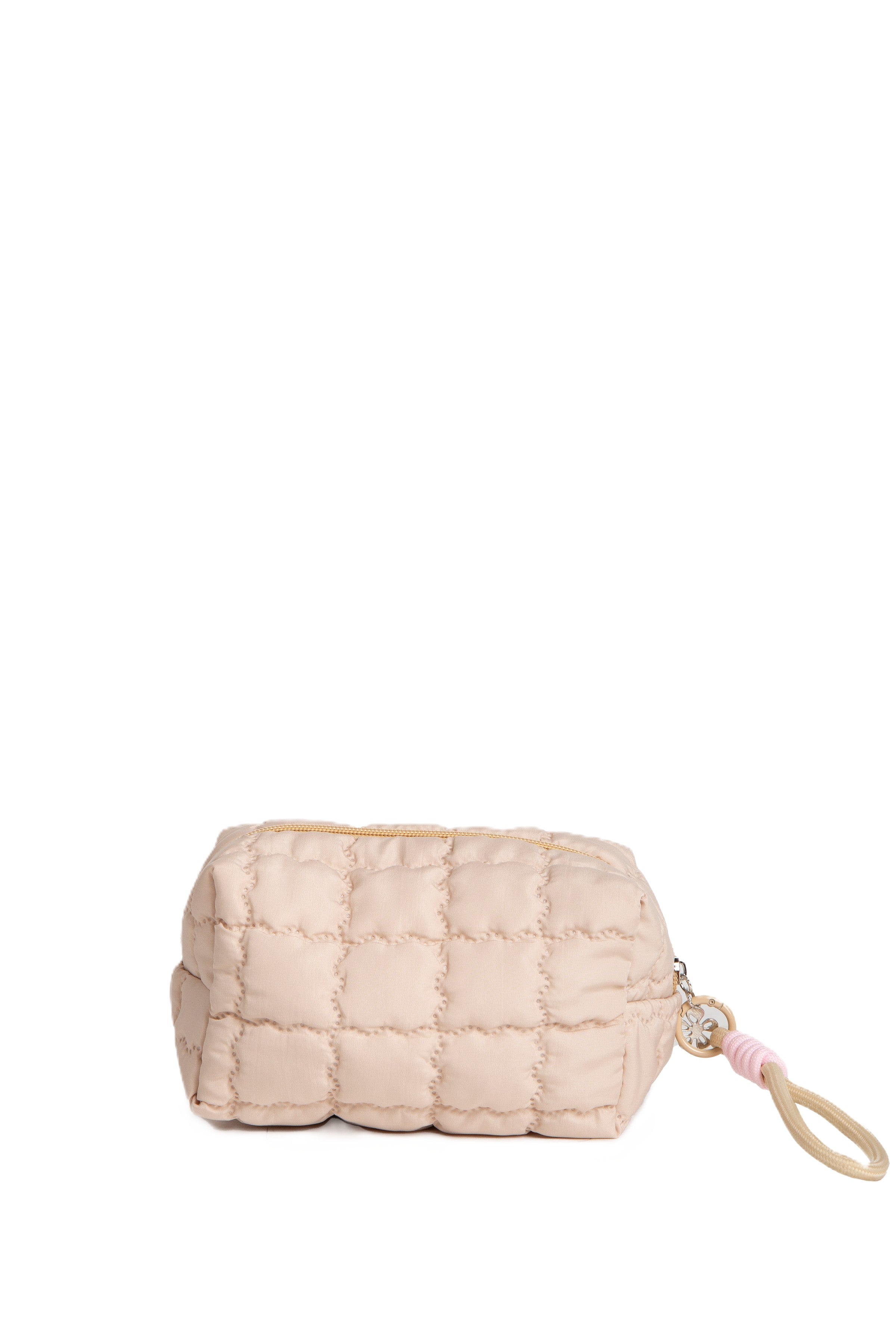 SOLID COLOR QULITED PATTERN TRAVEL POUCH