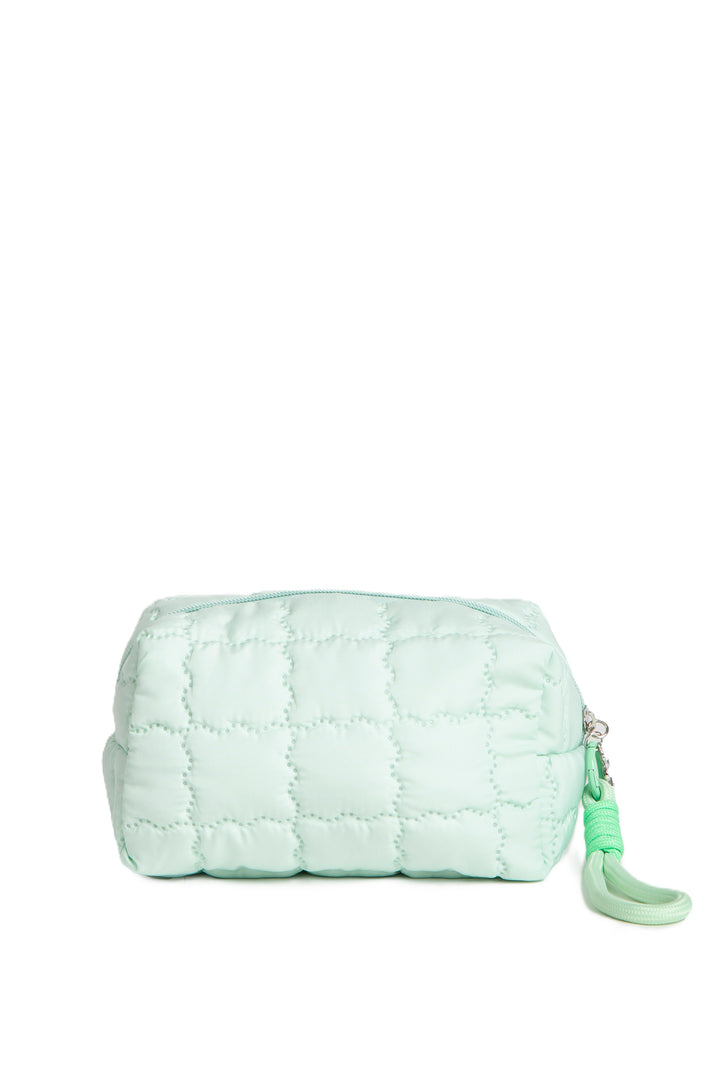 SOLID COLOR QULITED PATTERN TRAVEL POUCH