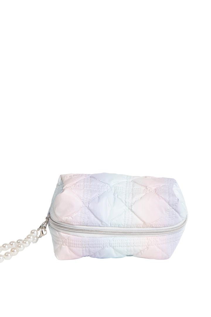 MULTI-COLORED QULITED PATTERN TRAVEL POUCH