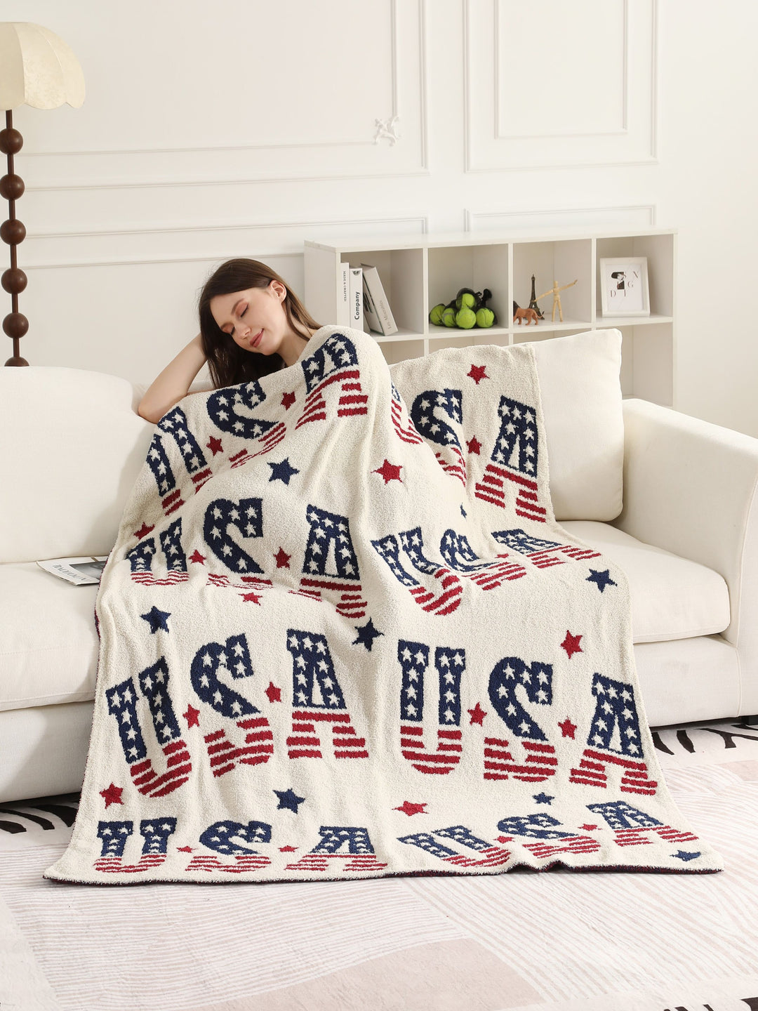 USA &amp; STARS PATTERN THROW BLNAKET