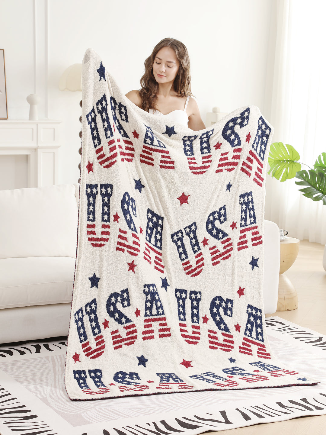 USA &amp; STARS PATTERN THROW BLNAKET