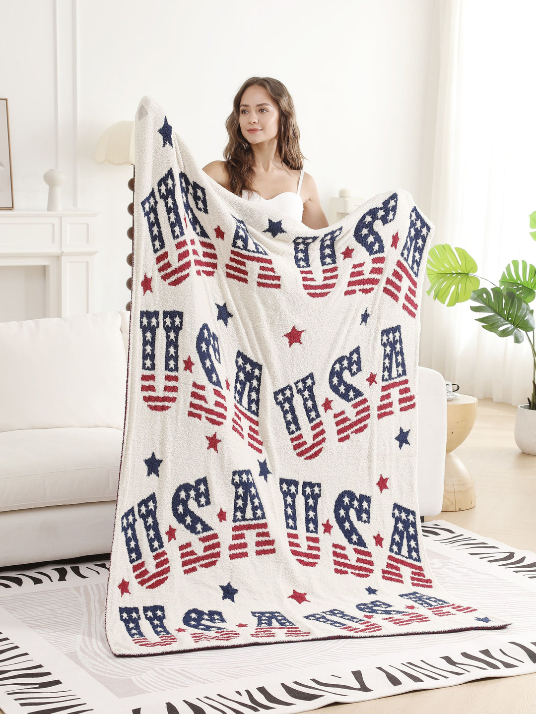 USA &amp; STARS PATTERN THROW BLNAKET