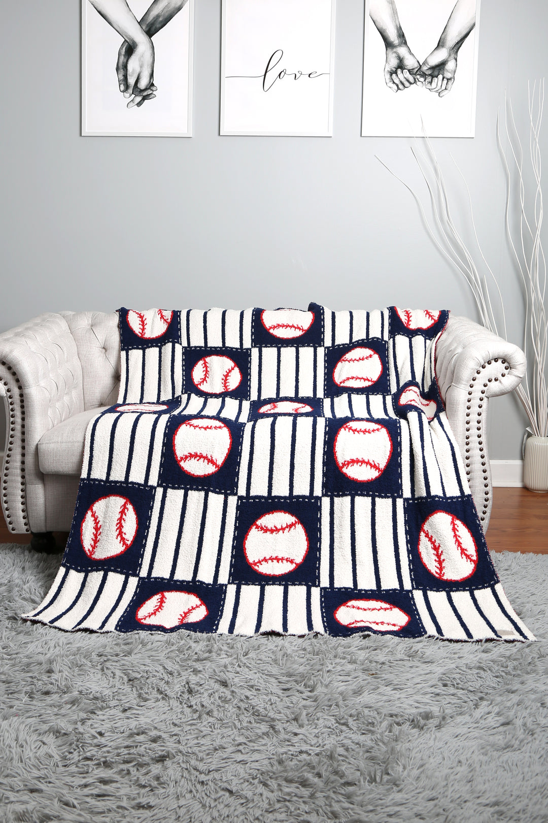 BASEBALL, CHECKERED, &amp; PIN-STRIPED PATTERN THROW BLANKET