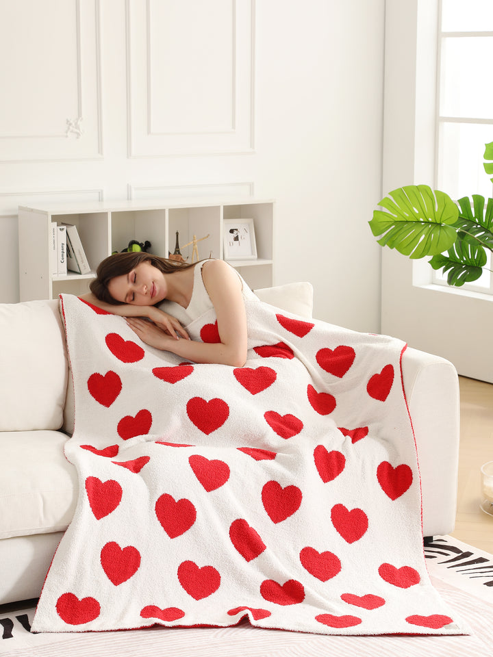 MIXED HEART PATTERN THROW BLANKET