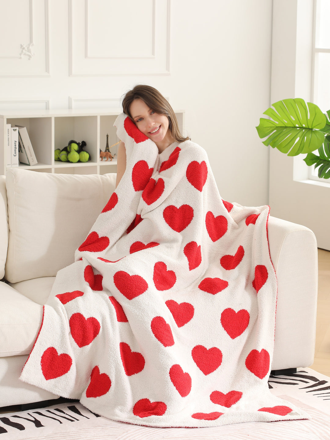 MIXED HEART PATTERN THROW BLANKET