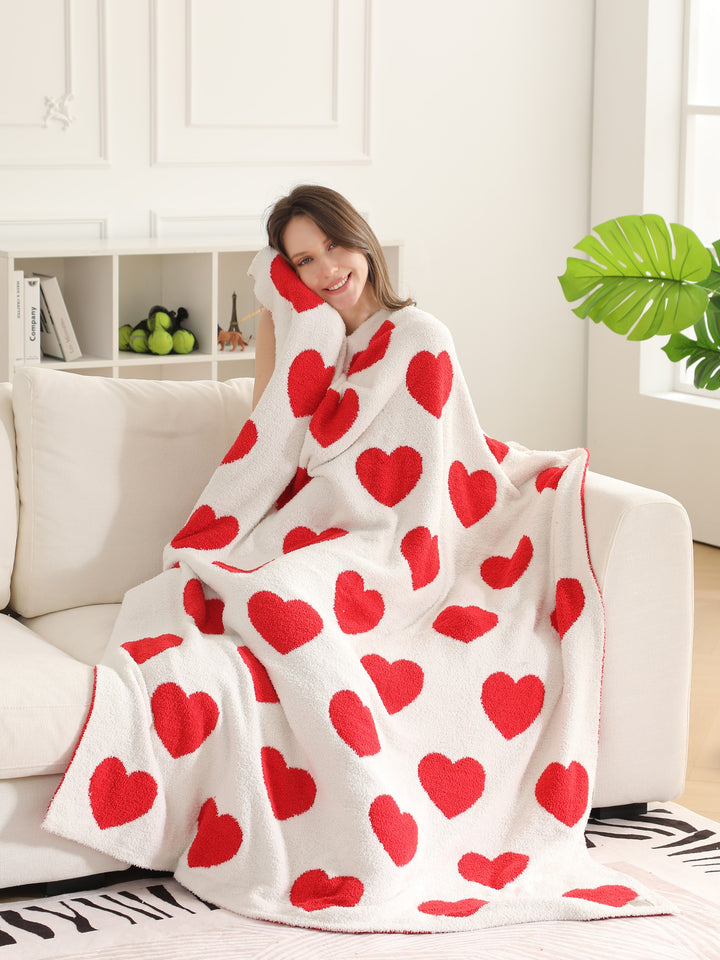 MIXED HEART PATTERN THROW BLANKET