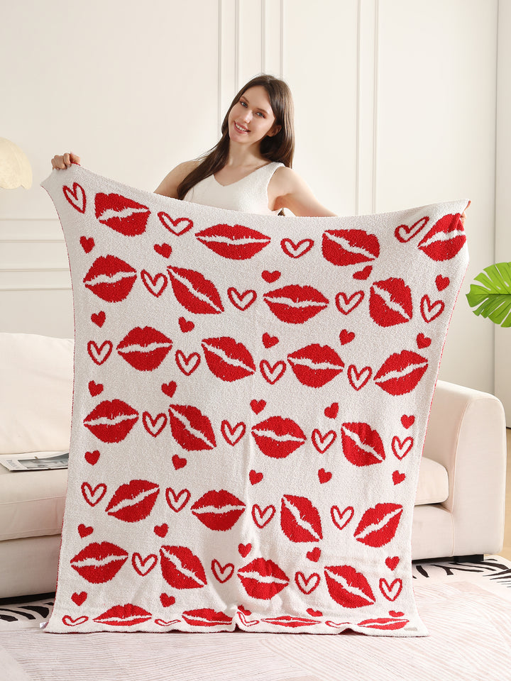 MIXED HEART PATTERN THROW BLANKET