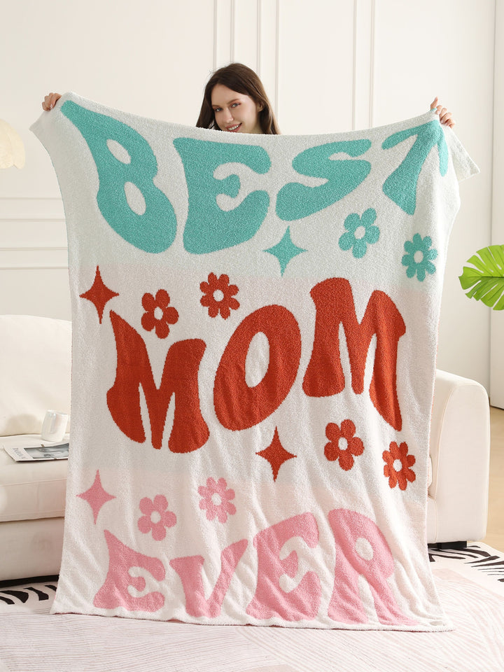 MULTI-COLORED MAMA PATTERN THROW BLANKET