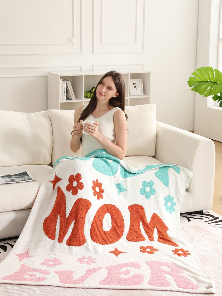 MULTI-COLORED MAMA PATTERN THROW BLANKET