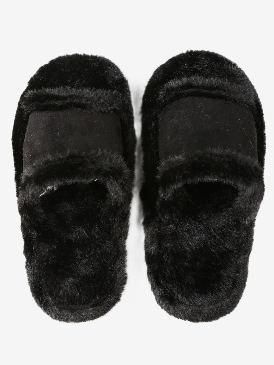 FUZZY SOLID COLOR OPEN-TOE SLIPPERS - 6 pr pack