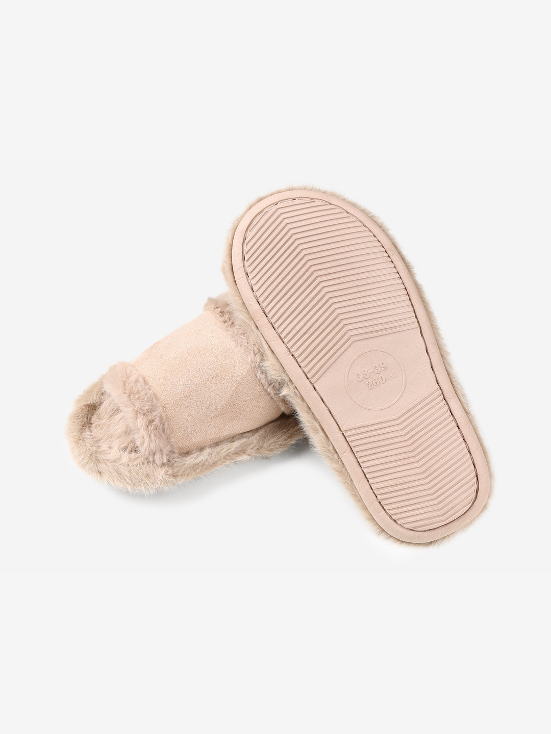 FUZZY SOLID COLOR OPEN-TOE SLIPPERS - 6 pr pack