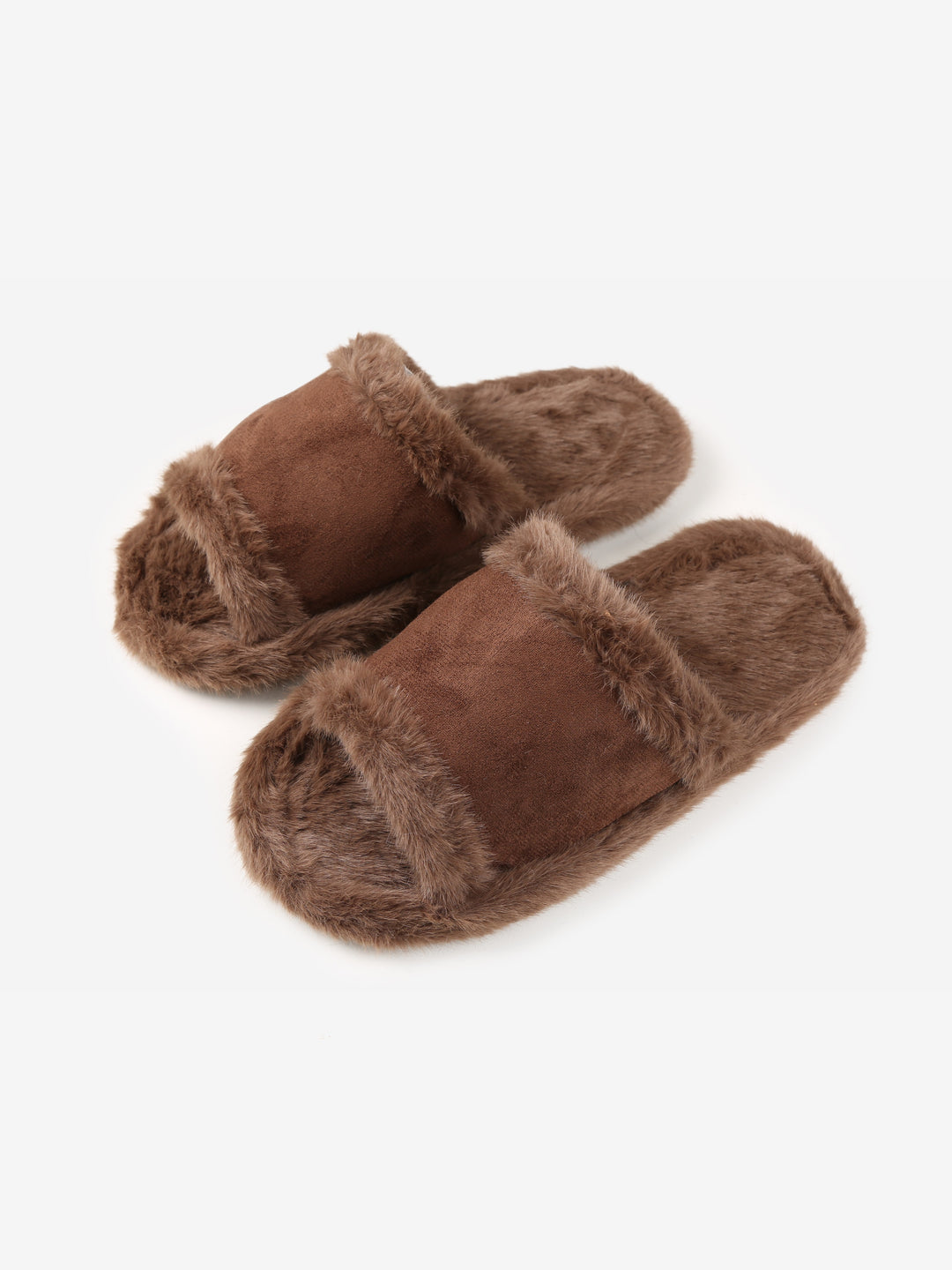 FUZZY SOLID COLOR OPEN-TOE SLIPPERS - 6 pr pack