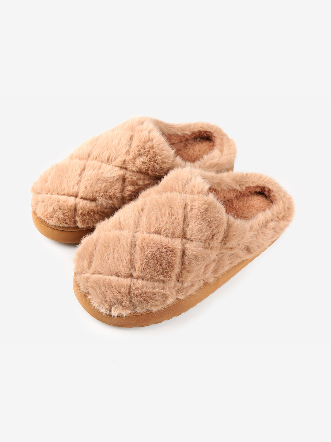 FUZZY SOLID COLOR QUILTED PATTERN MULE SLIPPERS - 6 pr pack