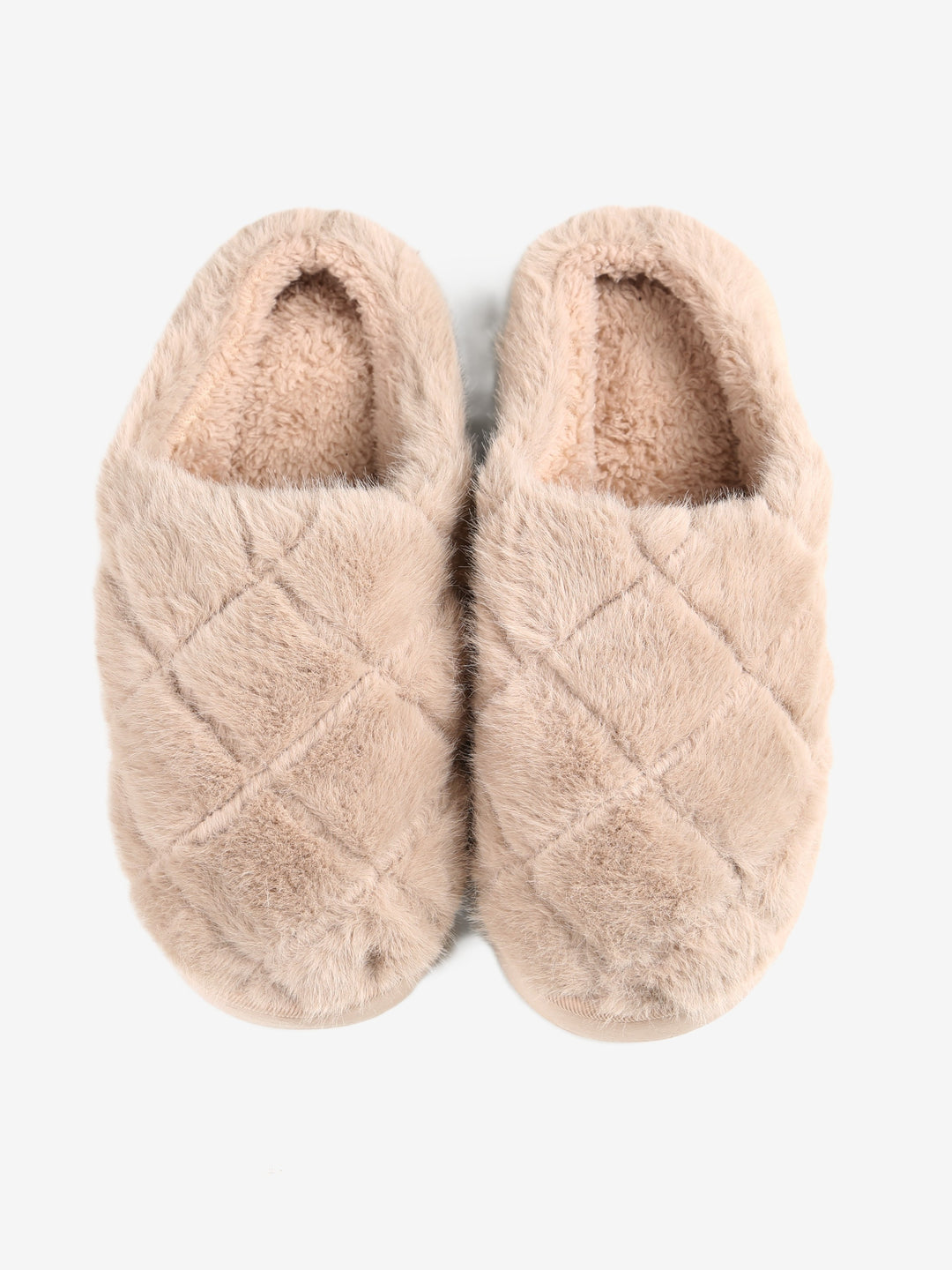 FUZZY SOLID COLOR QUILTED PATTERN MULE SLIPPERS - 6 pr pack