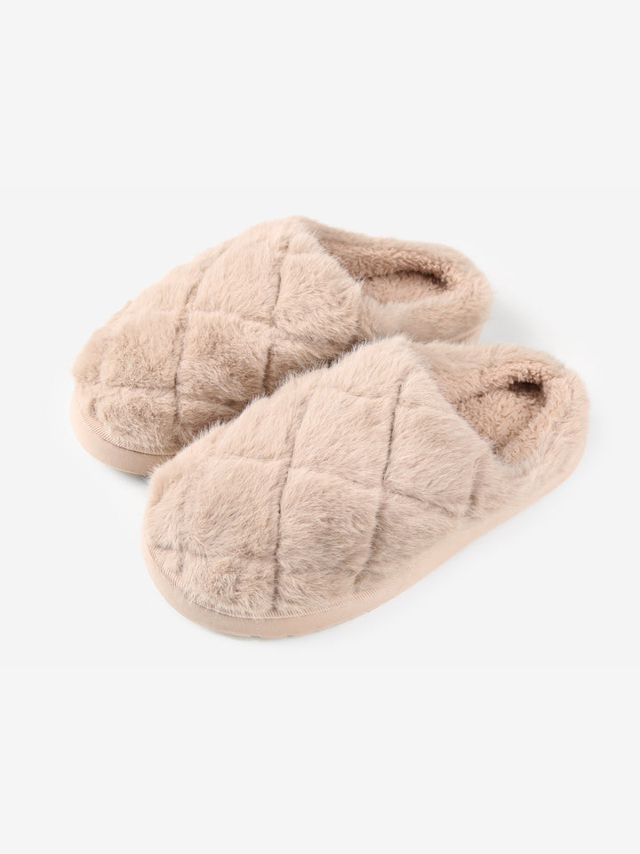 FUZZY SOLID COLOR QUILTED PATTERN MULE SLIPPERS - 6 pr pack