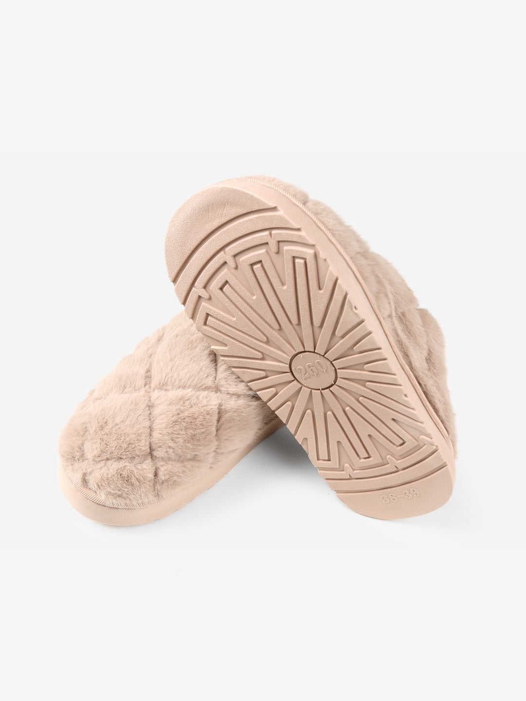 FUZZY SOLID COLOR QUILTED PATTERN MULE SLIPPERS - 6 pr pack