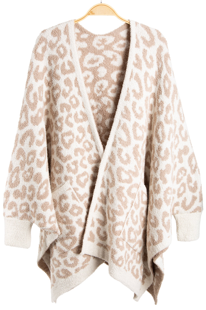 LEOPARD PATTERN WEARABLE BLANKET RUANA