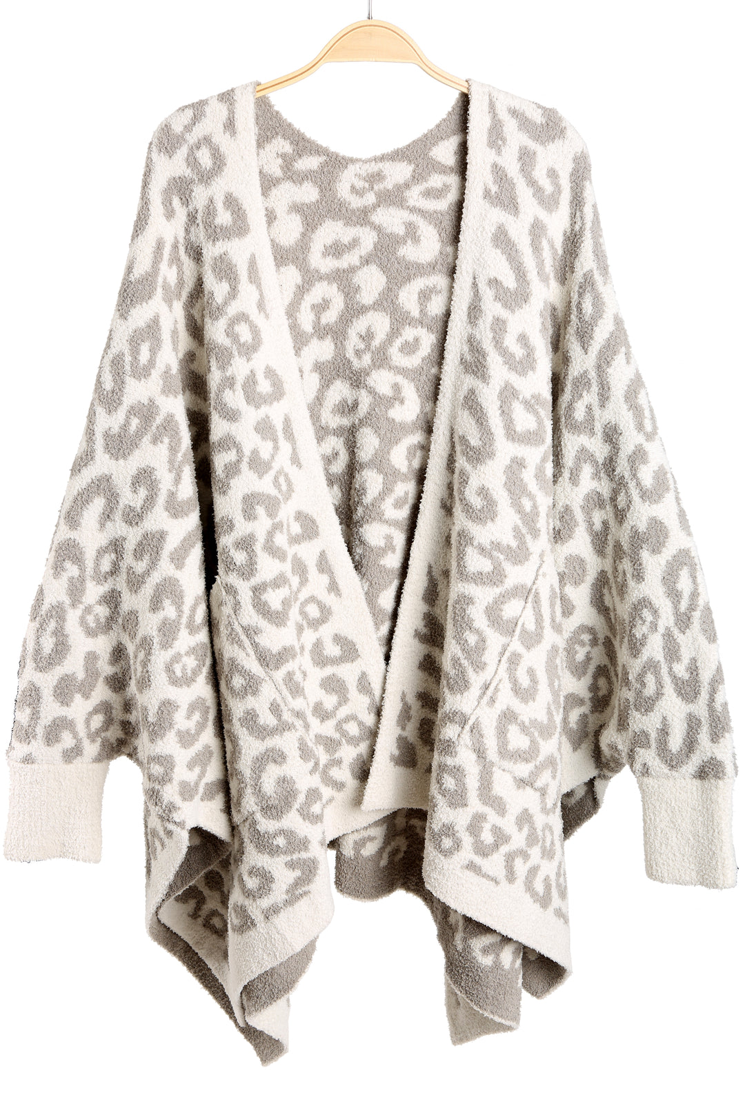 LEOPARD PATTERN WEARABLE BLANKET RUANA