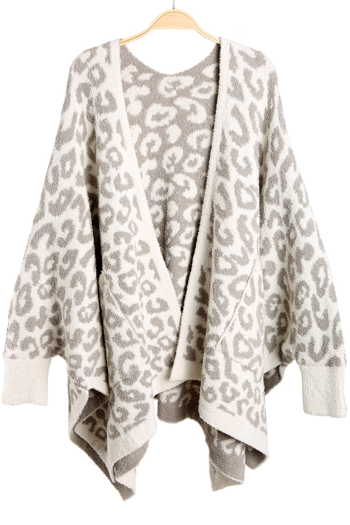 LEOPARD PATTERN WEARABLE BLANKET RUANA
