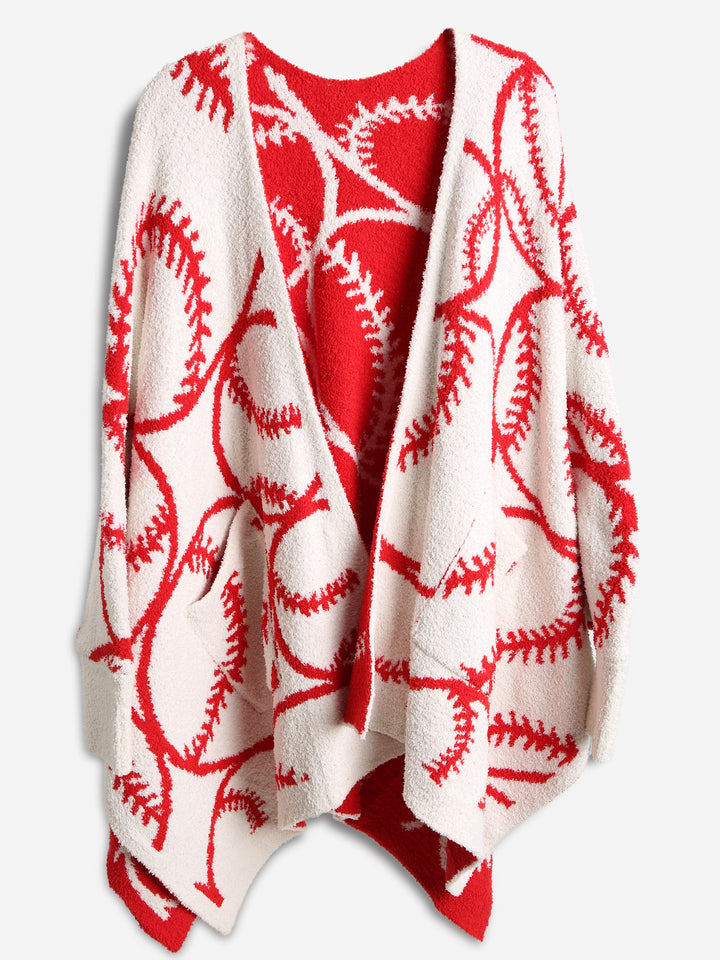 SPORTS PATTERN WEARABLE BLANKET RUANA
