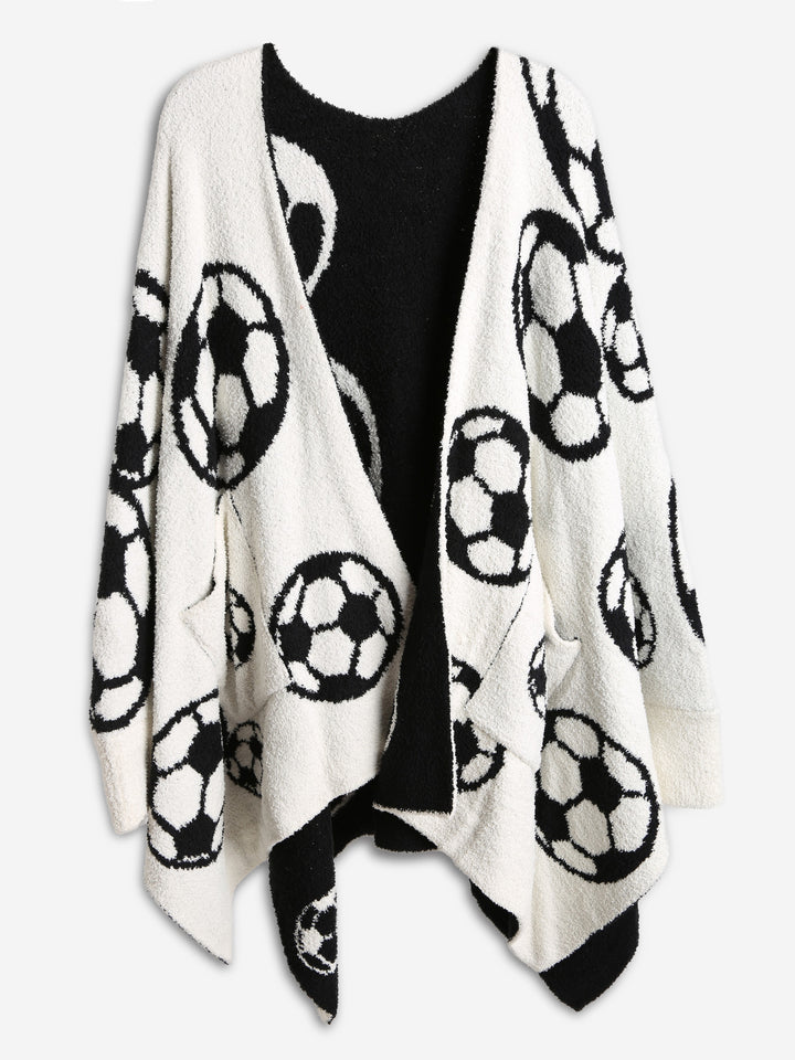 SPORTS PATTERN WEARABLE BLANKET RUANA