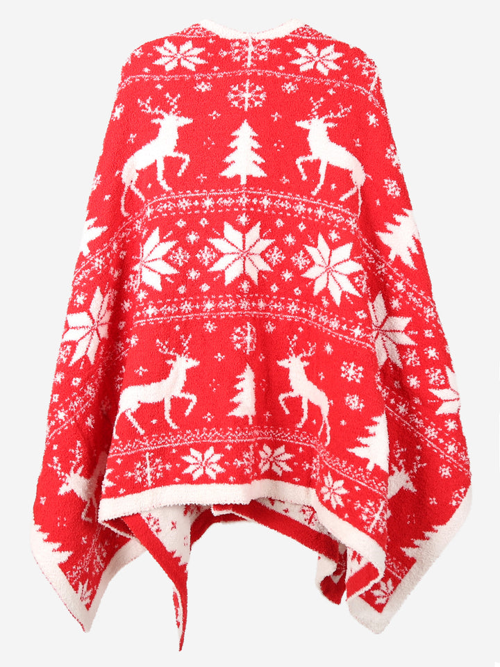 CHRISTMAS THEMED PATTERN WEARABLE BLANKET RUANA
