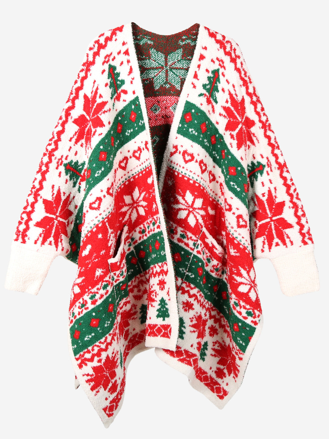 CHRISTMAS THEMED PATTERN WEARABLE BLANKET RUANA