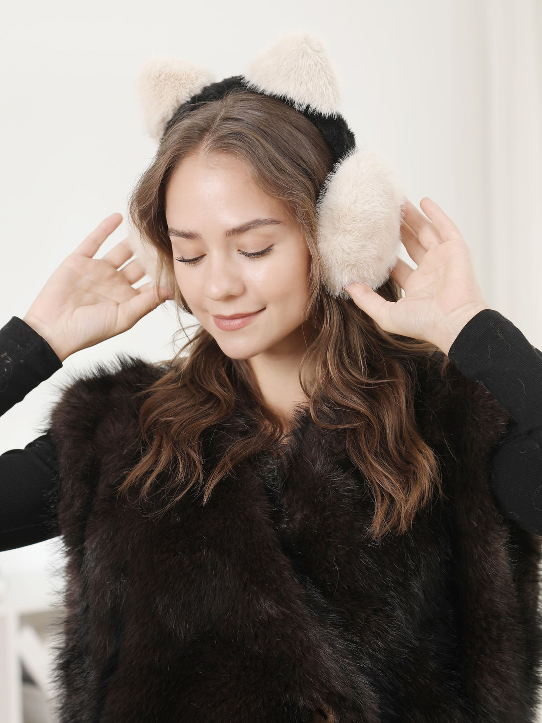 SOLID COLOR CAT-EARED EAR MUFFS - 12 pc pack