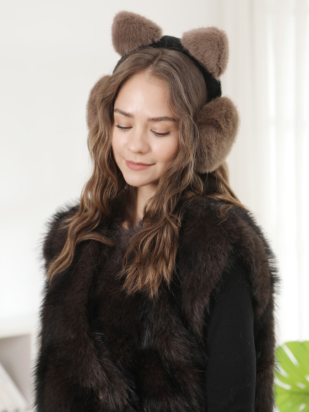 SOLID COLOR CAT-EARED EAR MUFFS - 12 pc pack