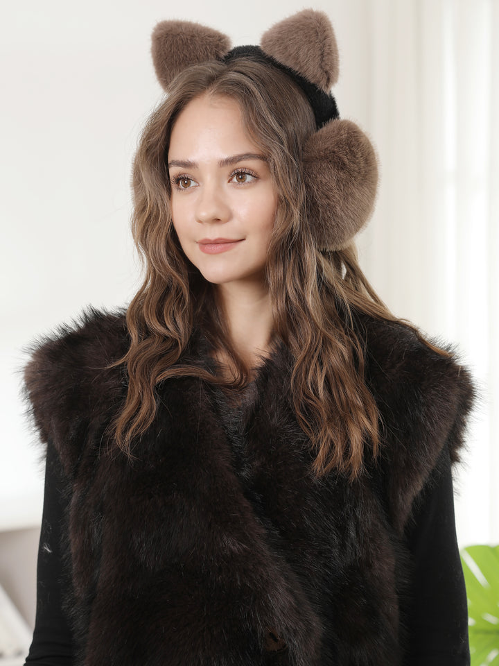SOLID COLOR CAT-EARED EAR MUFFS - 12 pc pack