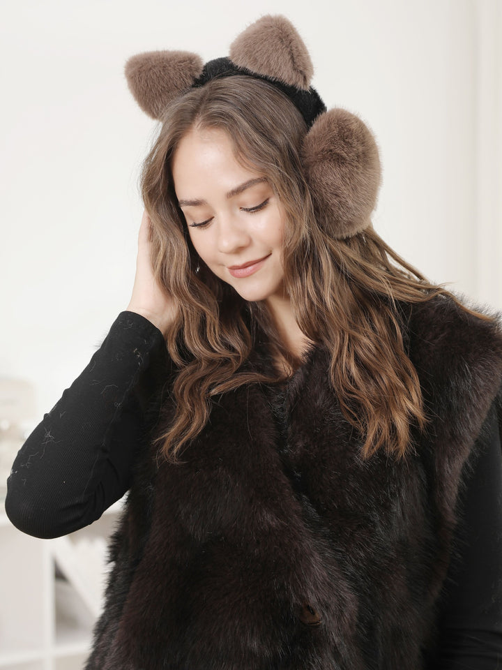 SOLID COLOR CAT-EARED EAR MUFFS - 12 pc pack