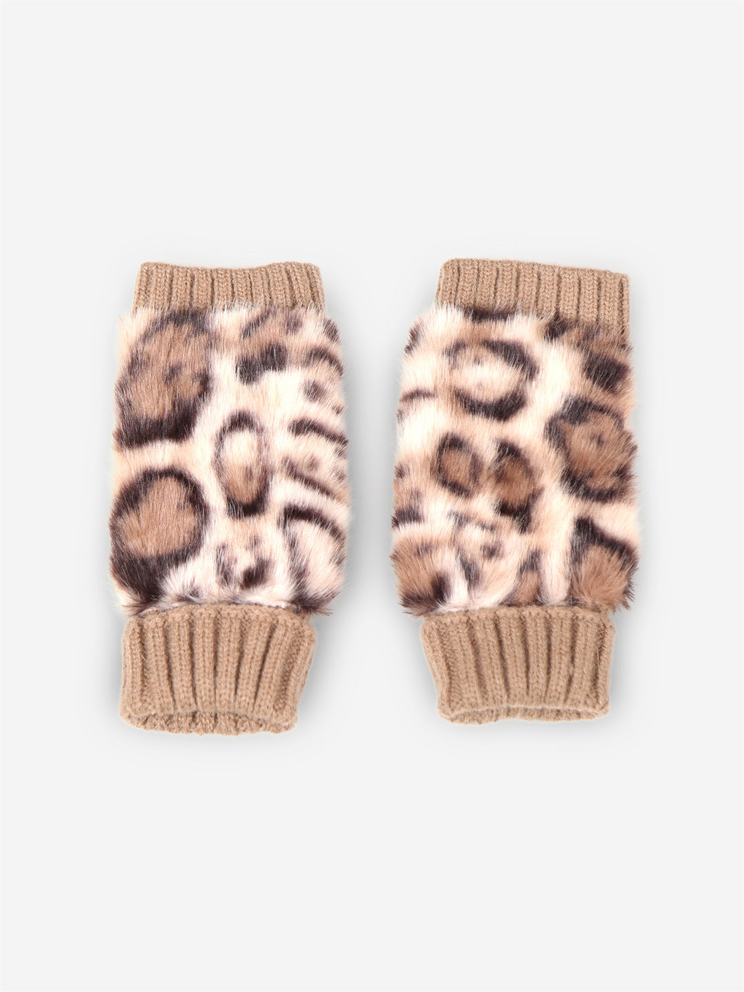 LEOPARD PATTERN FINGERLESS MITTENS - 12 pr pack