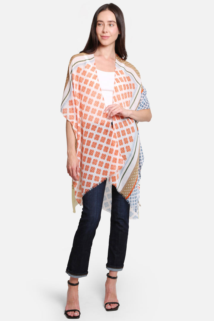 MIXED PATCHWORK PATTERN KIMONO