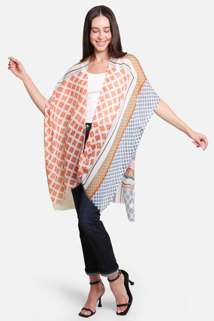 MIXED PATCHWORK PATTERN KIMONO