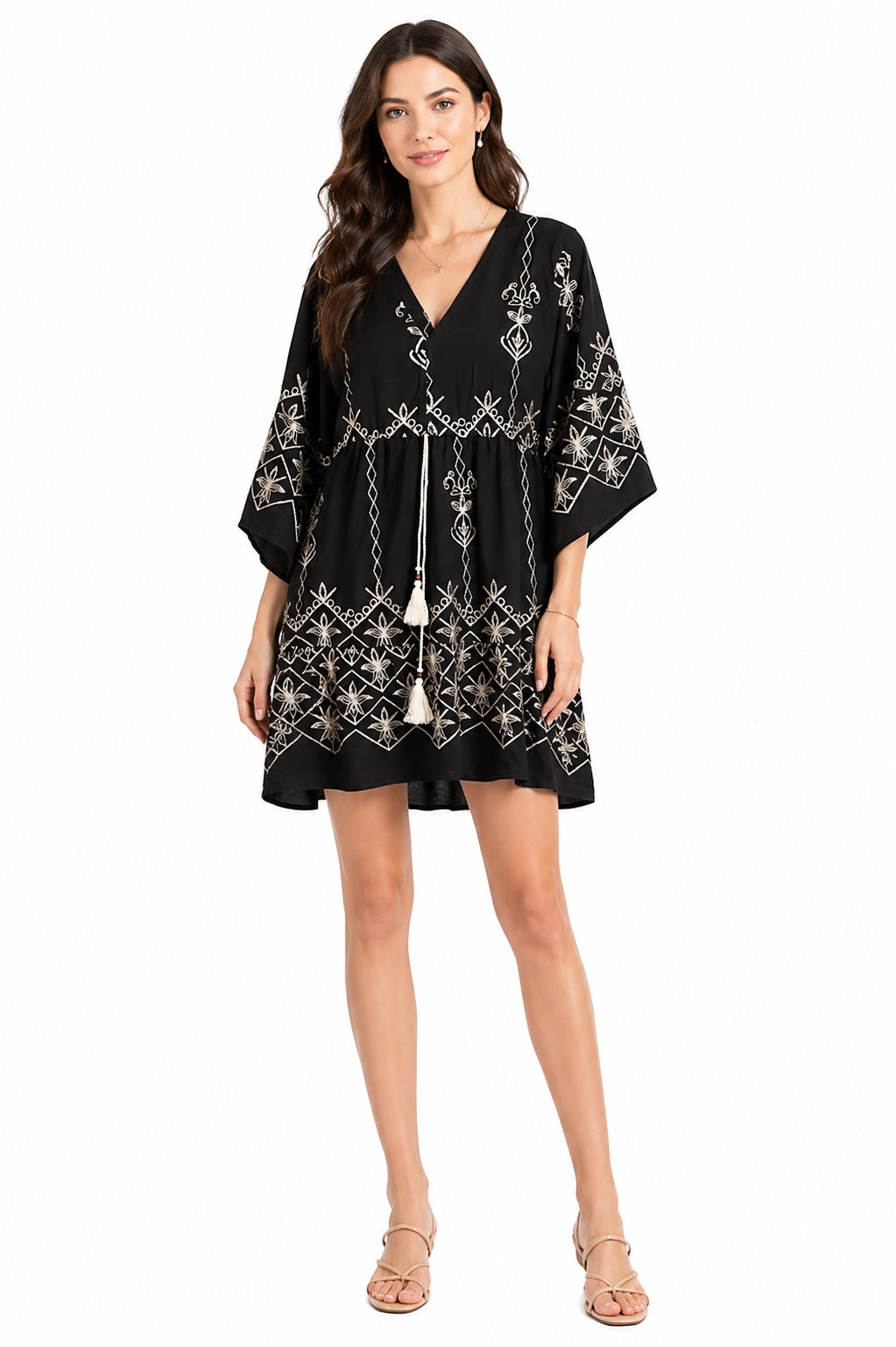 BOHO FLORAL PATTERN COVER-UP DRESS