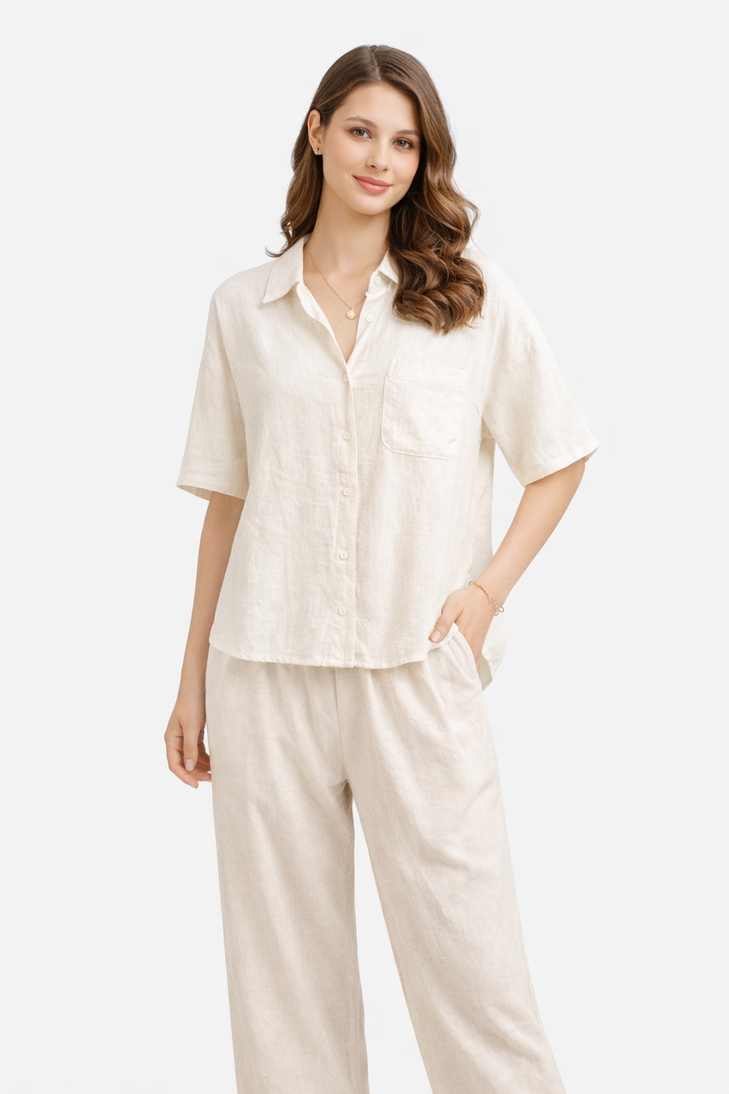 SOLID COLOR &amp; STRIPED PATTERN SHIRT