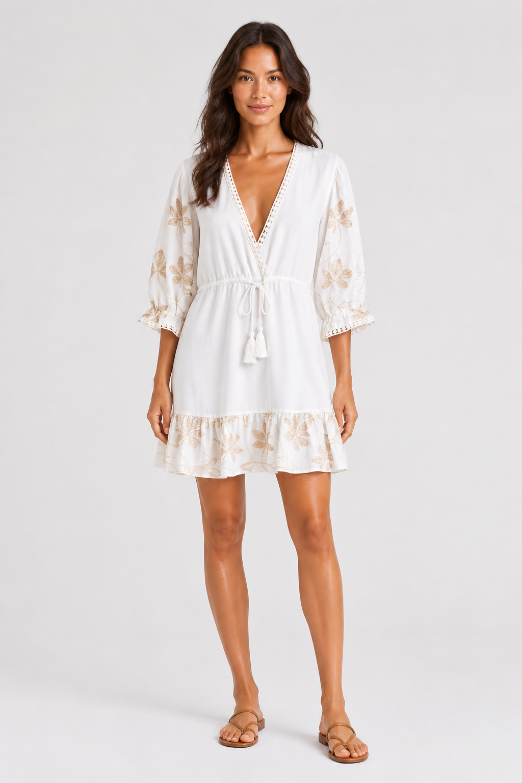 LEAF PATTERN COVER-UP DRESS