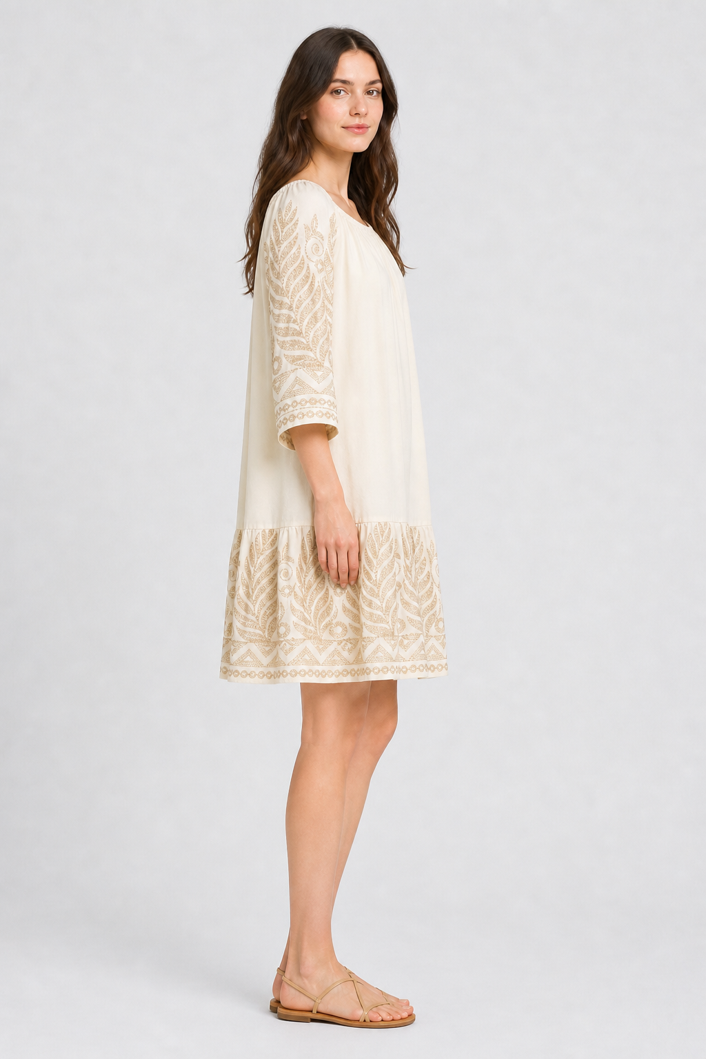 LEAF PATTERN COVER-UP DRESS