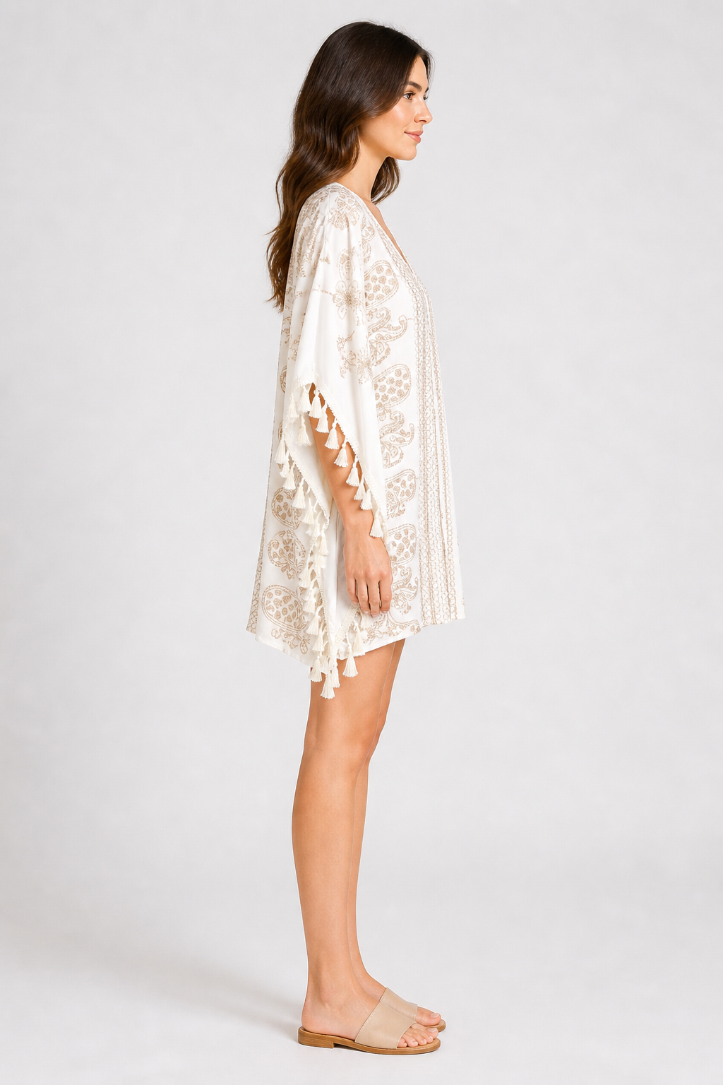 FLORAL &amp; PAISLEY PATTERN COVER-UP PONCHO